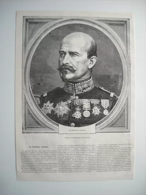 1870 Engraving.  Le General Trochu, Ne Au Palais, Belle-Ile En Mer, Morbihan.