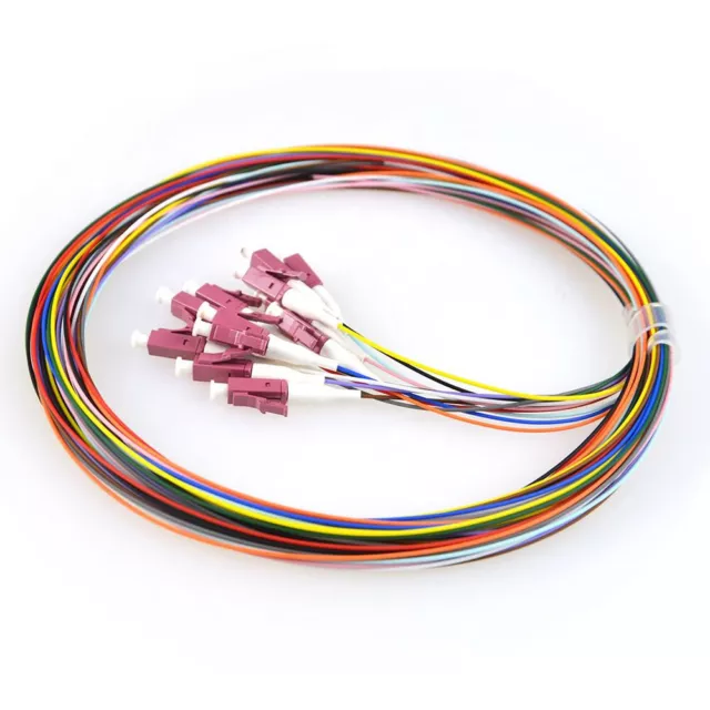 Paquete de 12 colores 1,5 m 12 colores Fibra Óptica Lechtas MM OM4 12 Estándar LC UPC Cable de conexión