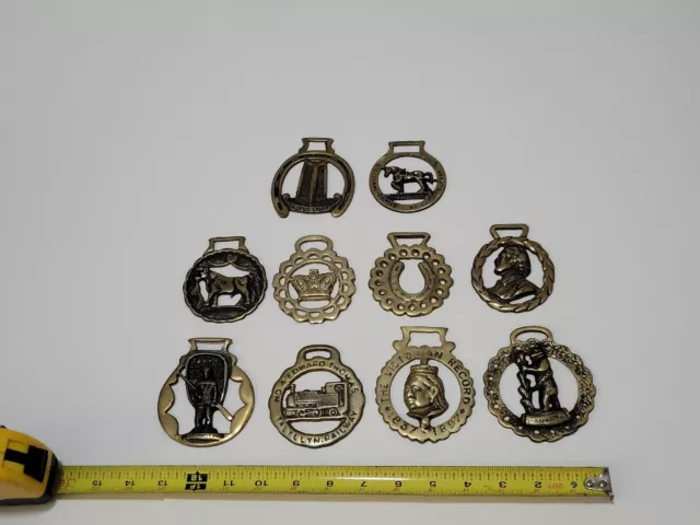 Assorted Brass UK English Horse Rare Bridle Harness Medallions Lot of 10 (#1)