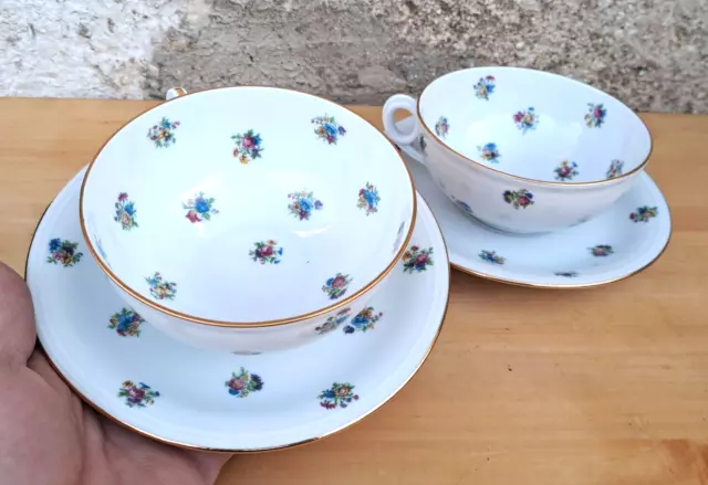 Duo Tête à tête Ancienne Tasse Petit Déjeuner Thé Café Porcelaine LIMOGE France