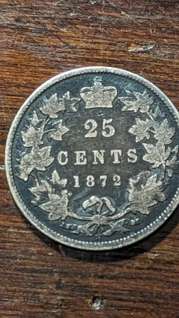 1872 H Canada 25 cents Silver Scarce