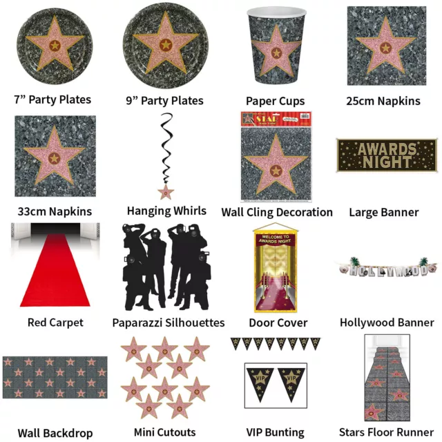 Awards Night Hollywood Star Theme Decorations - Partyware Complete Selection