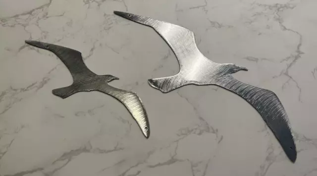 Two Birds Flying Smaller  Metal Wall Art Accents Polished Steel (silver)