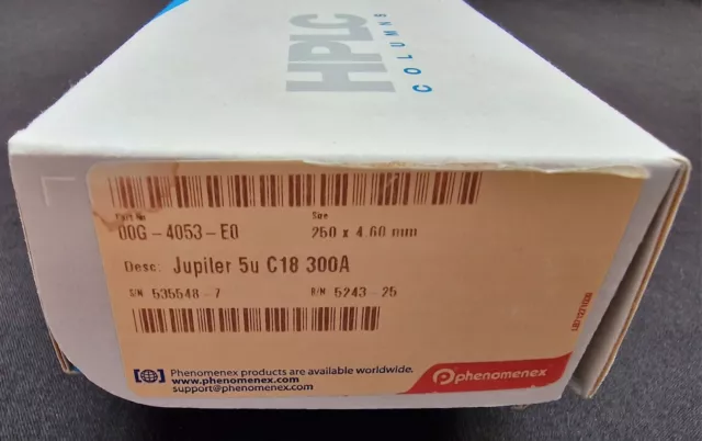 Phenomenex 00G-4053-E0 Jupiter 5 µm C18 300Å, HPLC Column 250 x 4.6 mm New Boxed