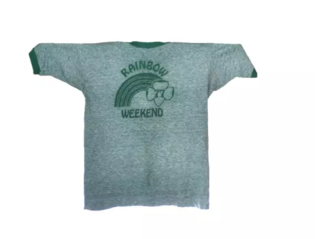 Vintage Girl Scout Weekend Rainbow Weekend 1977 Green Short Sleeve Collectible