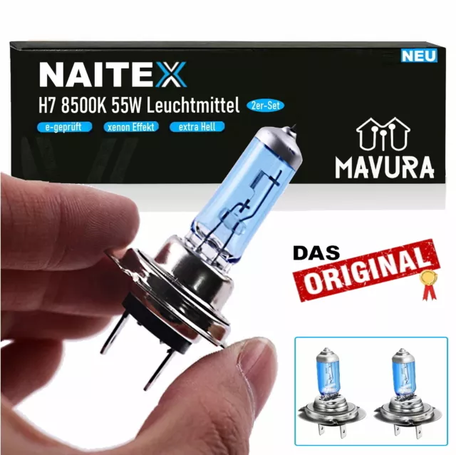 Naitex Super White H7 8500K 55W Halogen Lampen Xenon Look Effekt Birnen Leuchten