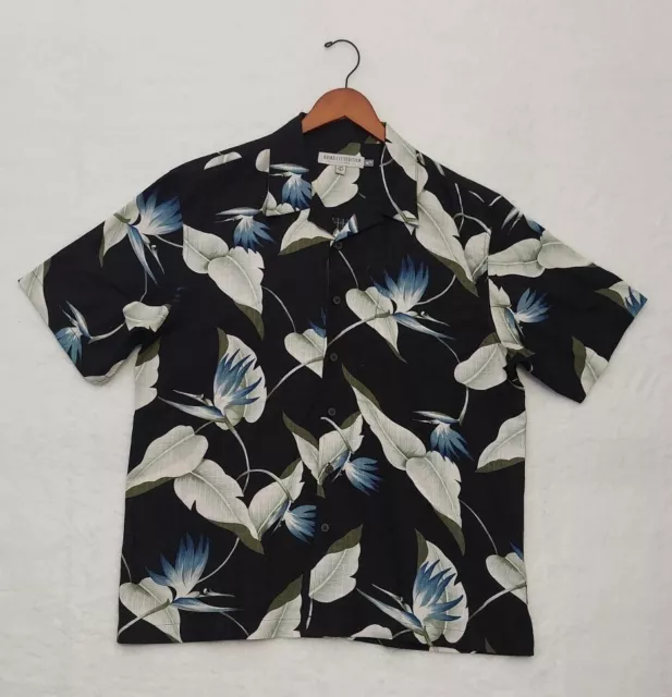 Quicksilver Edition Shirt Men’s Large Black Short Sleeve Hawaiian Floral