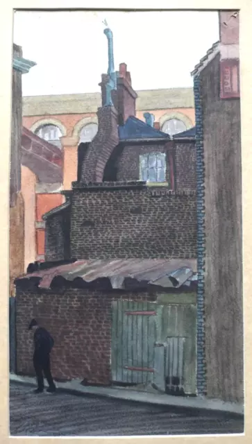 Geo S Perriman (XX) Watercolour. London Street Scene. Circa 1940's / 50's