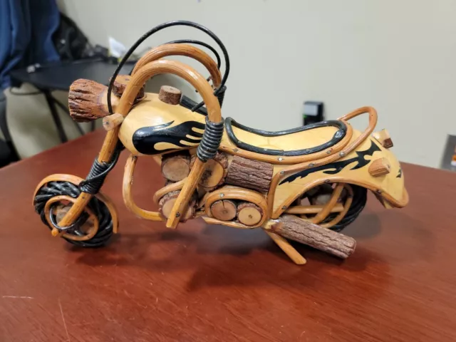 Handcrafted Wooden Harley Davidson Type Motorcycle, 1950s