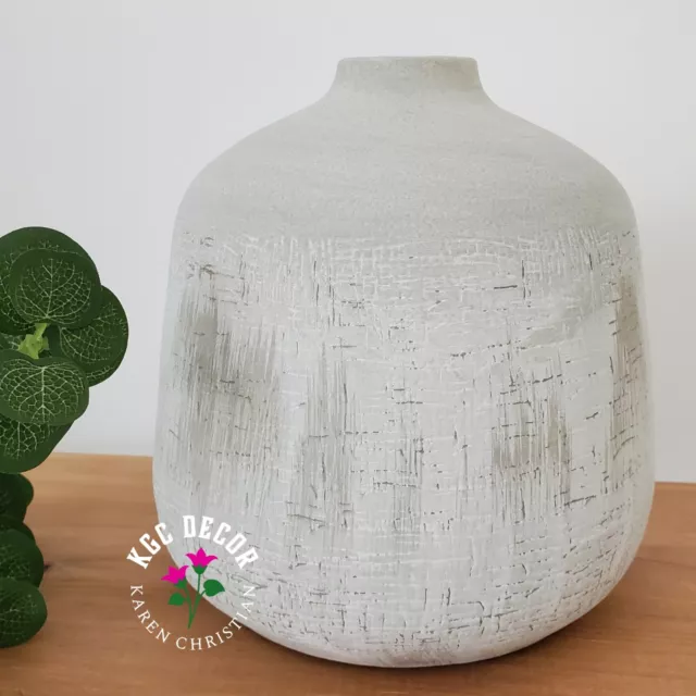 Grey Ceramic Stone Vase Matt Rustic Ornament Heavy Pottery  Home Decor Pot Gift