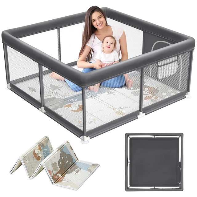 Baby Playpen with Mat, Small Baby Play Pen(47X47Inch), Playpen for Babies and To