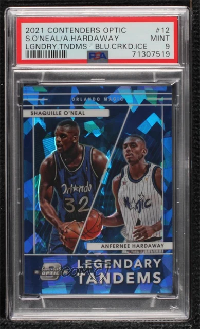 2021 Contenders Optic Blue Cracked Ice Prizm 55/75 Hardaway O'Neal PSA 9 MINT
