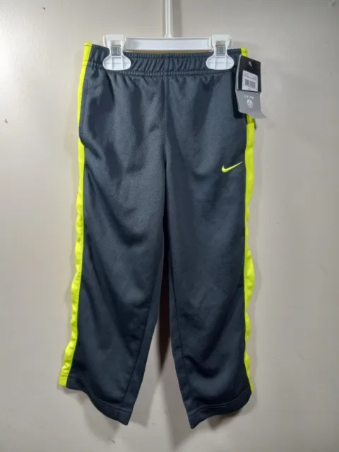 Nike Dri-Fit Boys Gray Yellow Polyester Performance Knit Track Pants Size 4