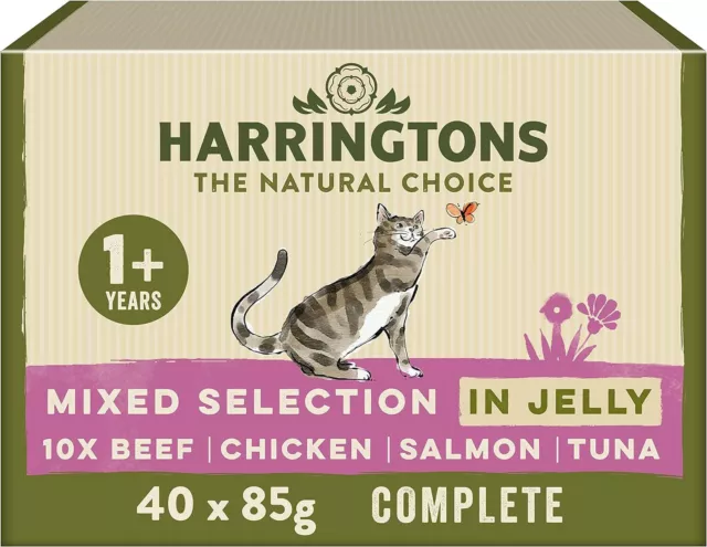 Harringtons Grain Free Mixed Selection in Jelly Wet Cat food 40x85g - Beef, Chi