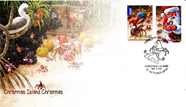 2014 Christmas Island Christmas (Gummed Stamps) FDC - Christmas Island PMK