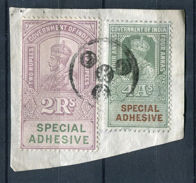 INDIA; EARLY 1900S GV Portrait type Revenue issues fine POSTMARK PIECE ...