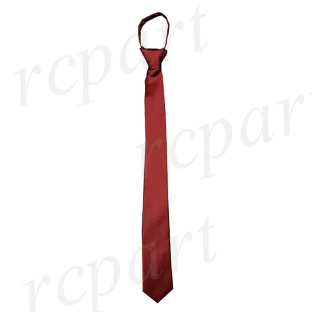 New Poly Men's ready knot zipper pre tied 2.5" skinny neck tie burgundy formal