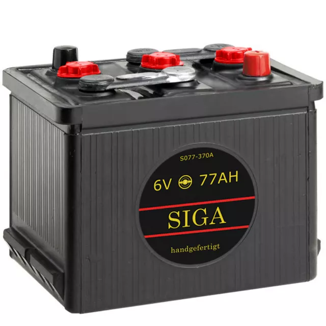 SIGA 6V 77Ah Oldtimer Batterie Autobatterie Starterbatterie gefüllt + geladen