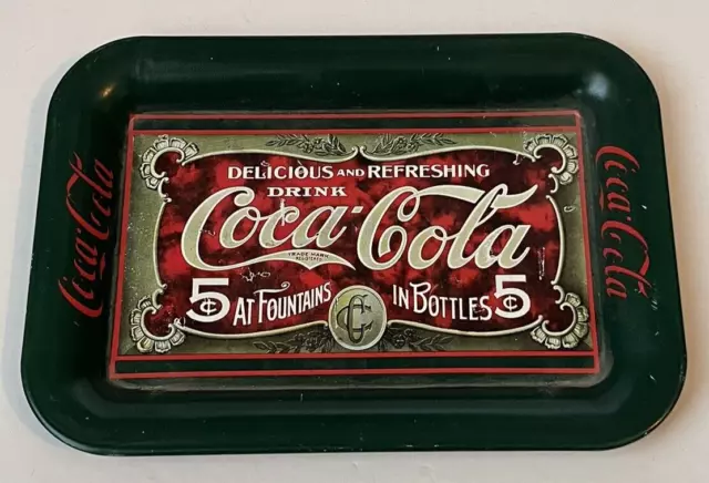 Vintage Coca Cola 1989 “Coke” Metal Tray - 1905 Trolley Car Advertisement
