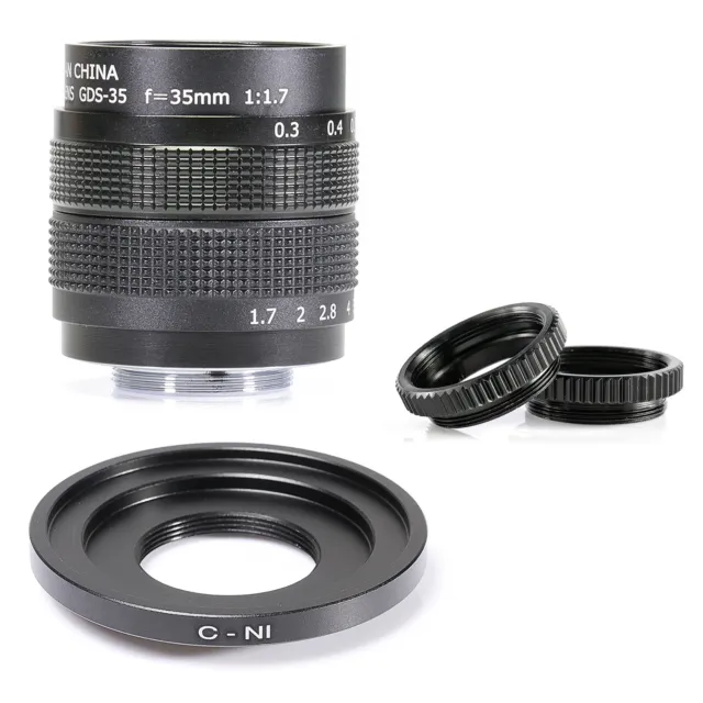 Fujian 35mm f1.7 CCTV Movie C-mount Lens for Nikon J1 J2 V1 V2 V3 +Adapter(C-N1)