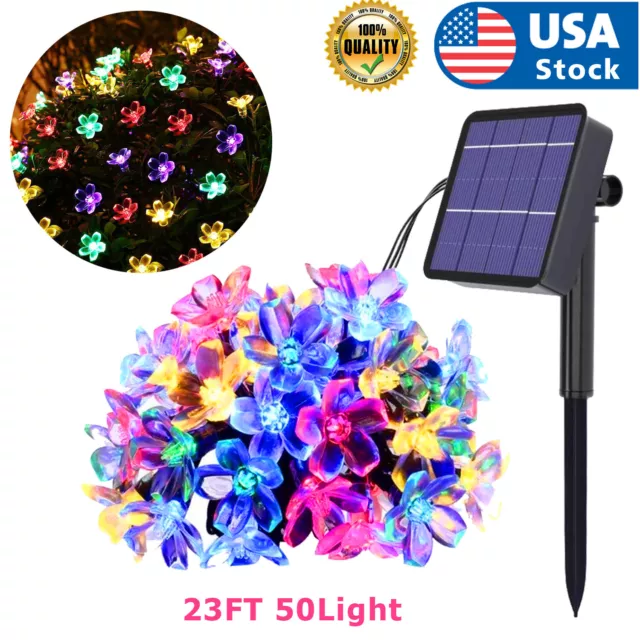 USA 23FT LED Solar String Lights Outdoor Garden Yard Decor Lamp Waterproof Light