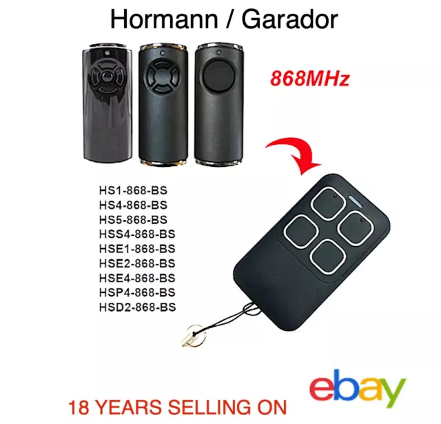 Hormann Garage Door Remote GARADOR Key Fob Zapper HSE2-868-BS, HSE4-868-BS