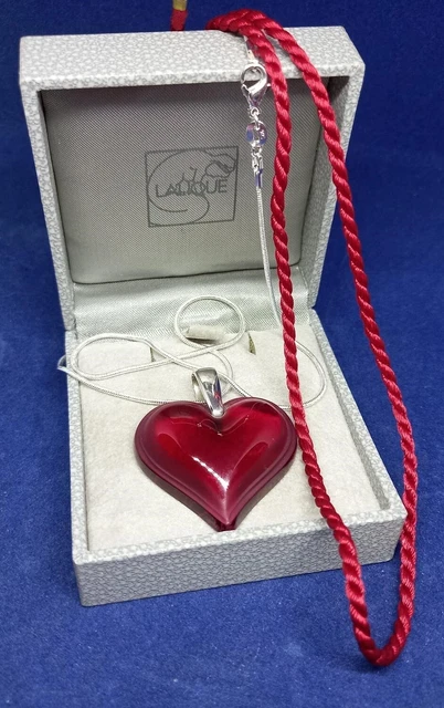 Lalique red heart pendant sales