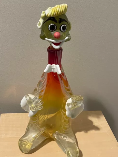 Vintage Collectible MURANO ART GLASS Hand Blown Clown Decanter/Bottle - Italy