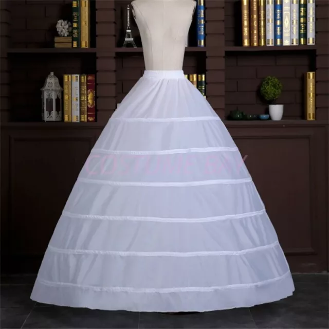 Six Hoops Wedding Dress Bridal Petticoat Underskirt Tutu Skirt Crinoline Mermaid