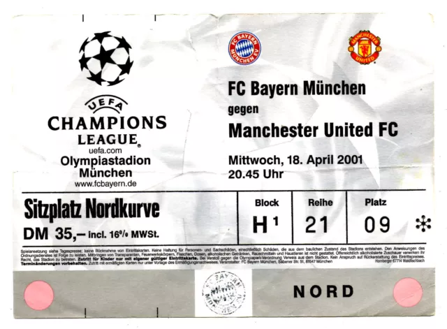 Biglietto EC Bayern Monaco - Manchester United 18.04.2001