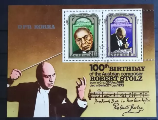Komponist - Robert Stolz - 100. Geburtstag - große Blockausgabe KOREA