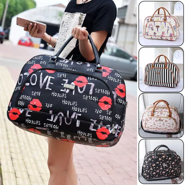 Women Travel Duffle Bag Carry On Tote Large Handbag Holdall Bag PU Leather