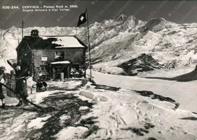 1954 CERVINIA Plateau Rosa Dogana Svizzera Alpi Vallesi Montagna Aosta Cartolina