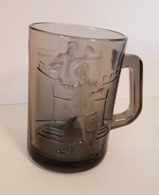 RONALD MCDONALD FOOTBALL SERIES SMOKE GLASS COFFEE CUP MUG McDONALD'S