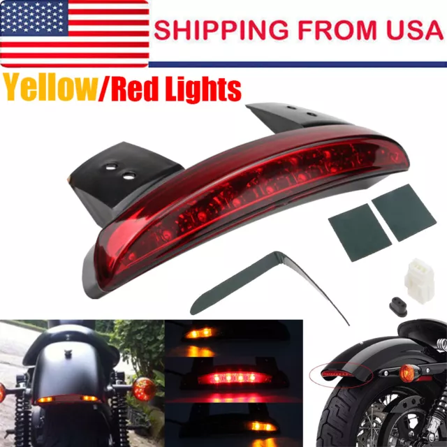 Motorcycle LED Turn Signals Brake Stop Light Rear Fender Integrated Tail Light