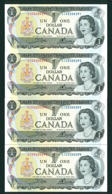 ((FOUR CONSECUTIVE)) $1 1973 (( CHOICE UNCIRCULATED )) Bank of Canada - Ottawa