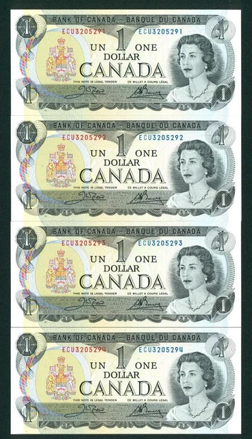 ((FOUR CONSECUTIVE)) $1 1973 (( CHOICE UNCIRCULATED )) Bank of Canada - Ottawa