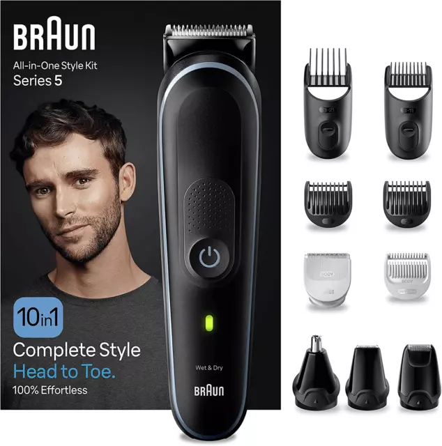 Regolabarba Tagliacapelli Uomo Rasoio Elettrico Barba, 10-In-1 Styling Kit Ideal