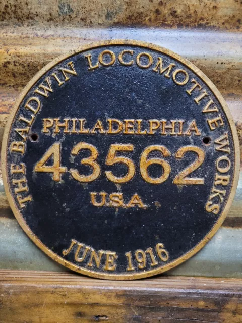 Vintage Baldwin Locomotive Sign Cast Iron 1916 Railroad Train Plaque Philly Pa