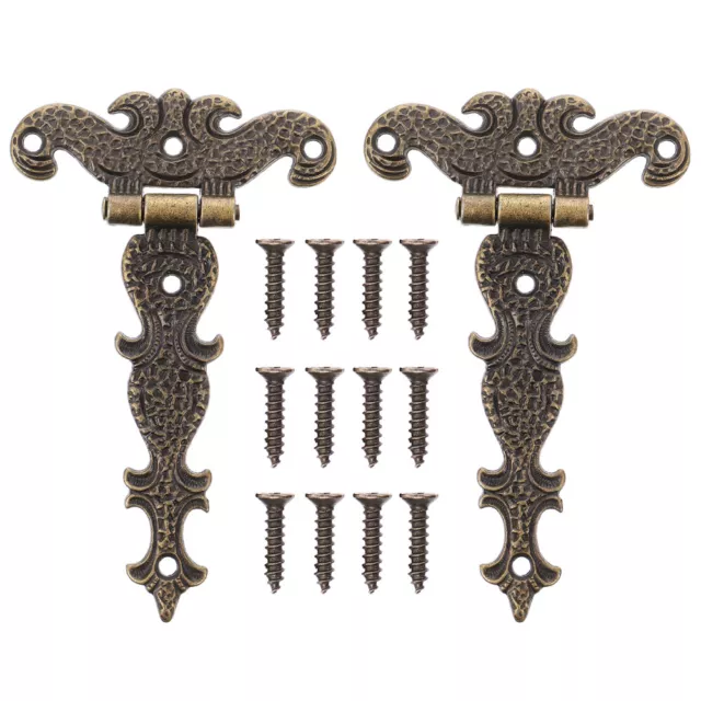 2 Retro Bronze T-Strap Door Hinges Vintage Rustic Antique for Gate Cabinet-RL