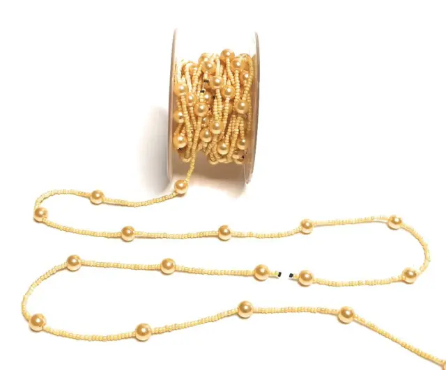 1m/0,60€ Perlenband 5m x 6mm gelb Perlengirlande Perlenschnur Dekoband #4050