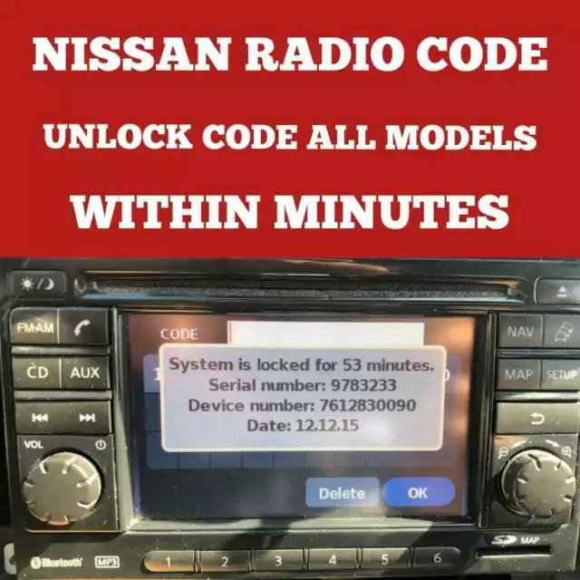 NISSAN RADIO CODE Qashqai - Juke- Micra - Almera - Note - Navara WITHIN MINUTES!