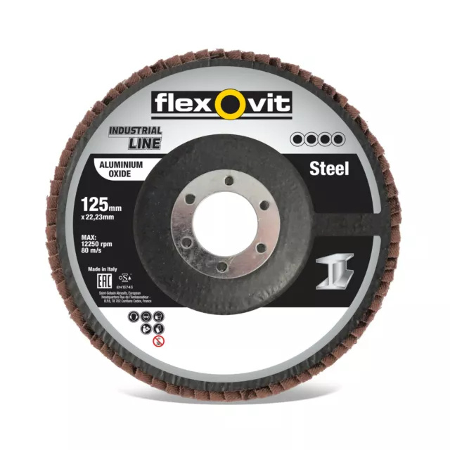 10x FLEXOVIT Meule Abrasive Tellerfächerscheiben Tout Droit 115x22 MM Grain 40