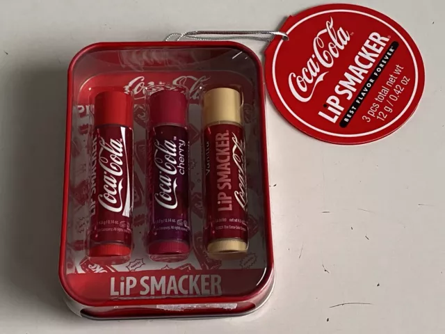 Set Of 3 Lip Smacker Lip Balm Collection Tin Coca Cola Cherry Vanilla Flavored