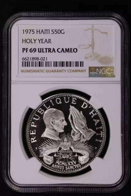 1975 Haiti Silver 50 Gourdes Holy Year - Ngc Pf 69 Ultra Cameo