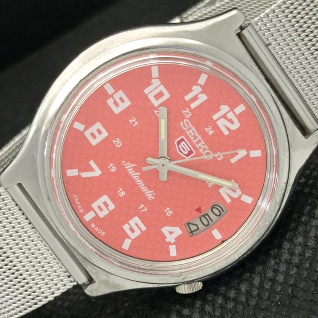 VINTAGE SEIKO 5 AUTOMATIC 7009A JAPAN MENS DATE PEACH WATCH 595a ...