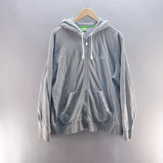 HUGO BOSS Sweatshirt XL Grey Full Zip Hooded Jacket Hoodie Mens