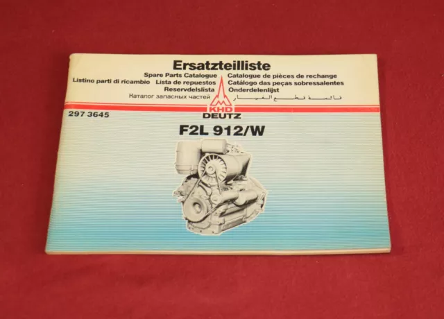 Ersatzteilliste DEUTZ Motor F 2 L  912 /W , 2 Zylinder Deutz luftgekühlt