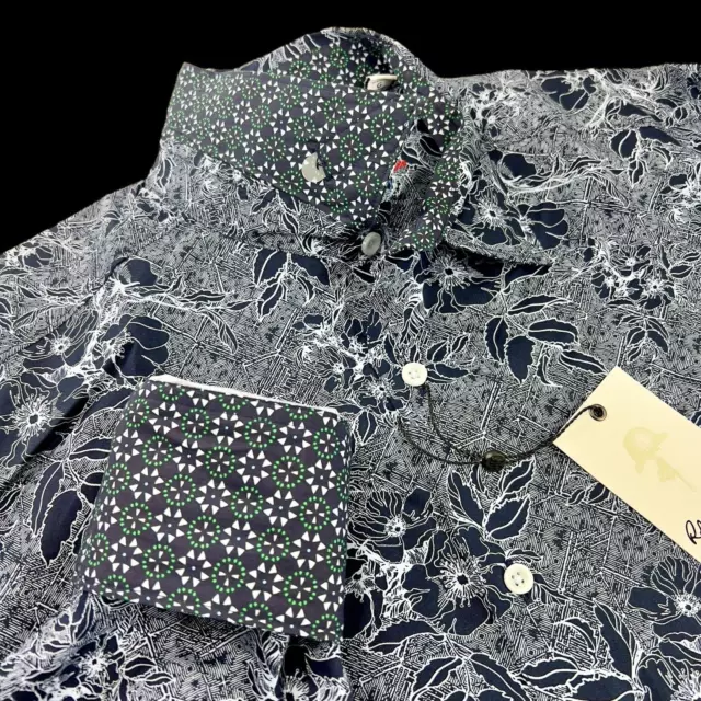 Robert Graham Geometric Floral Circular Honeycomb Sport Shirt XL