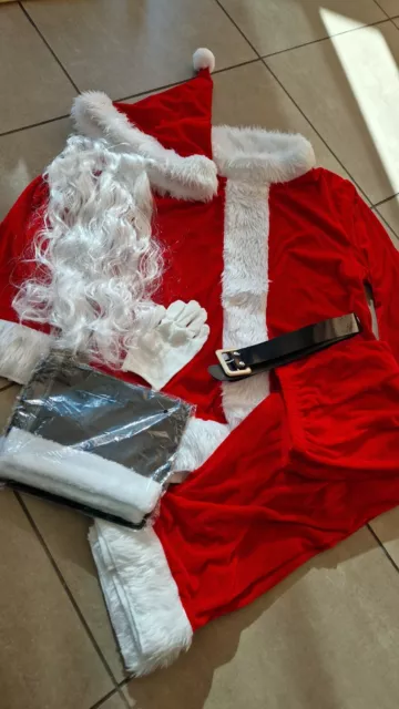 Costume Babbo Natale L professionale adulti vestito completo abito uomo e barba